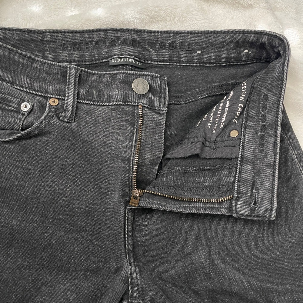 American Eagle Men's Black Slim Straight Jeans Size 30x34 Modern Fit Denim - Picture 3 of 11
